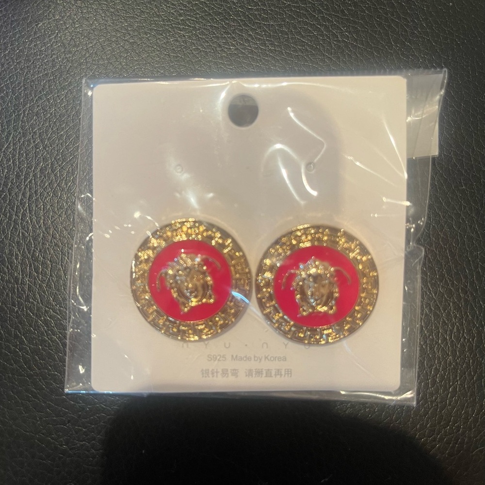 Elegant Gold and Red Earrings